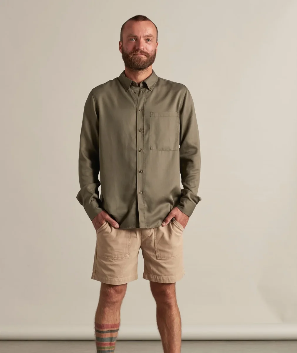 04006 | ELSK® HUGO MEN'S BUTTON DOWN SHIRT | SMOKEY OLIVE - Billede 4