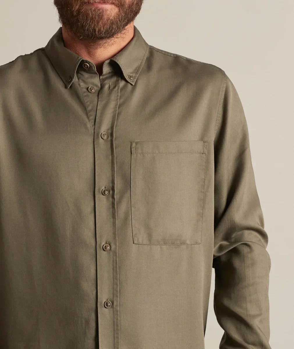 04006 | ELSK® HUGO MEN'S BUTTON DOWN SHIRT | SMOKEY OLIVE - Billede 3