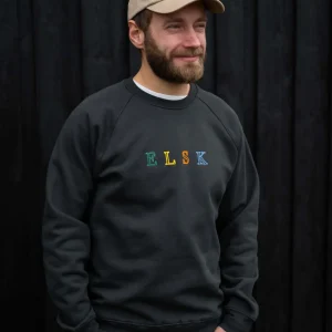 02012 | ELSK® PURE STROKE EMB TVÆRS MEN'S CREWNECK | PIRATE BLACK
