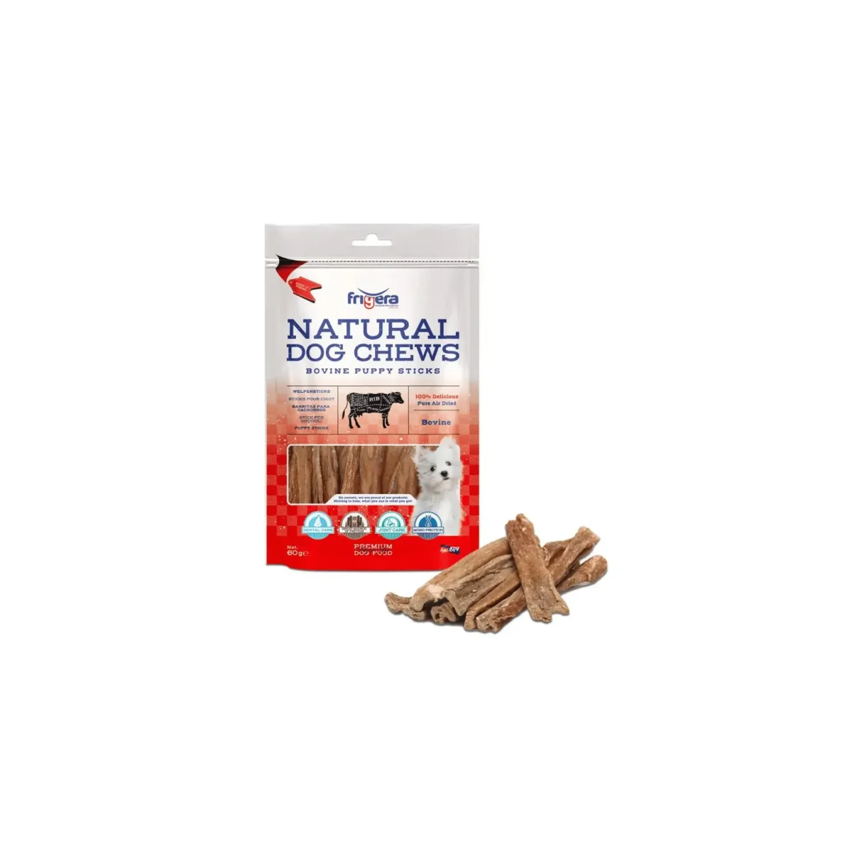 Frigera Natural Dog Chews Bovine Puppy Sticks 60 gr. - Billede 2
