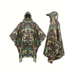 Camo Regnponcho – Holdbar og Vandtæt Outdoor Kaput til Mænd